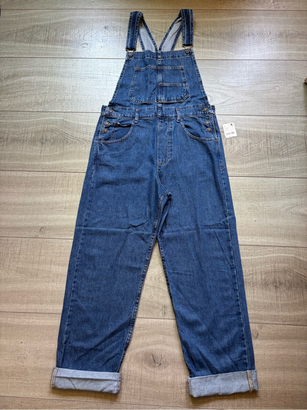 Free People Dark Blue Denim Women's Relaxed Overalls